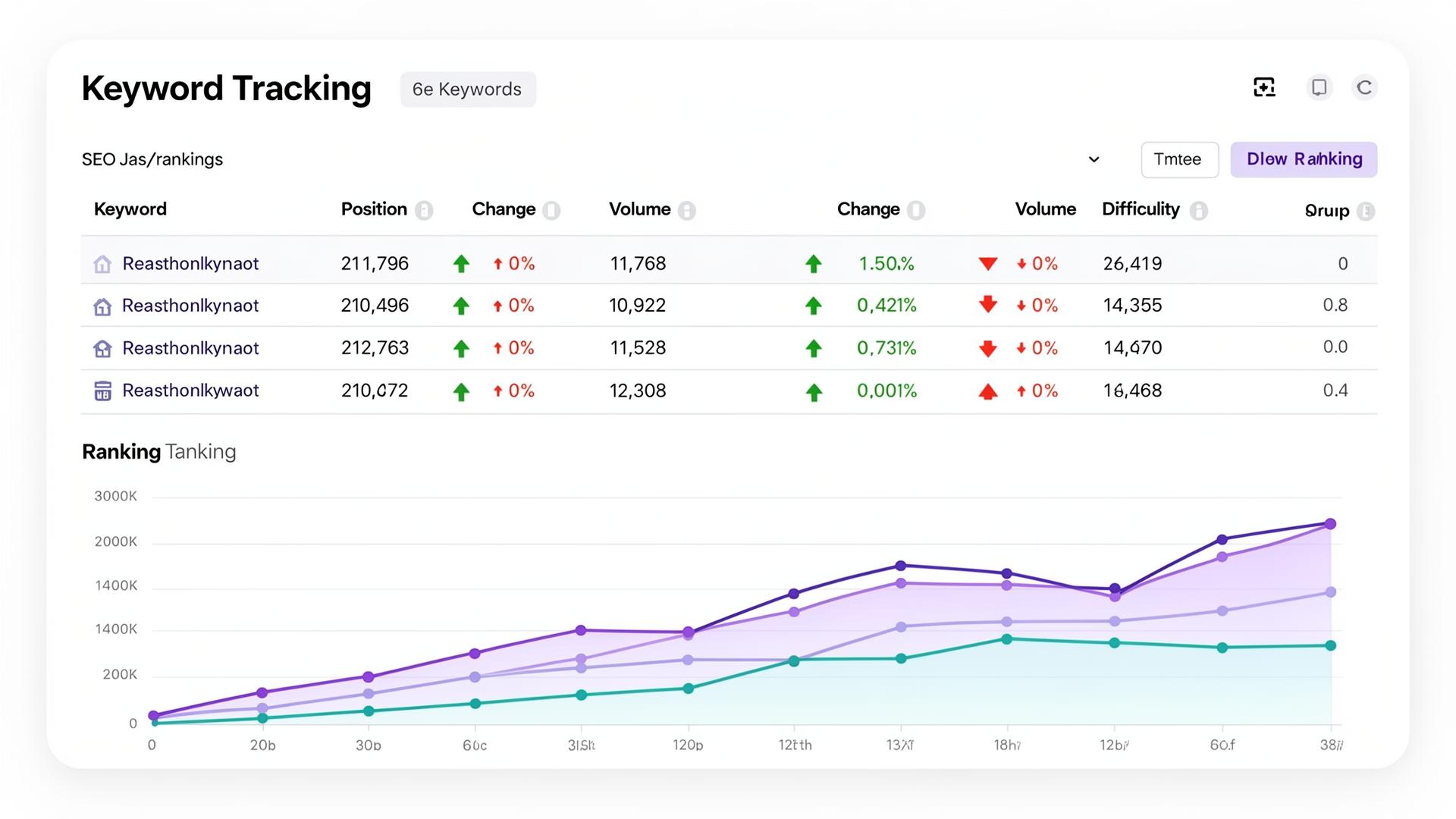 Keyword tracking interface preview